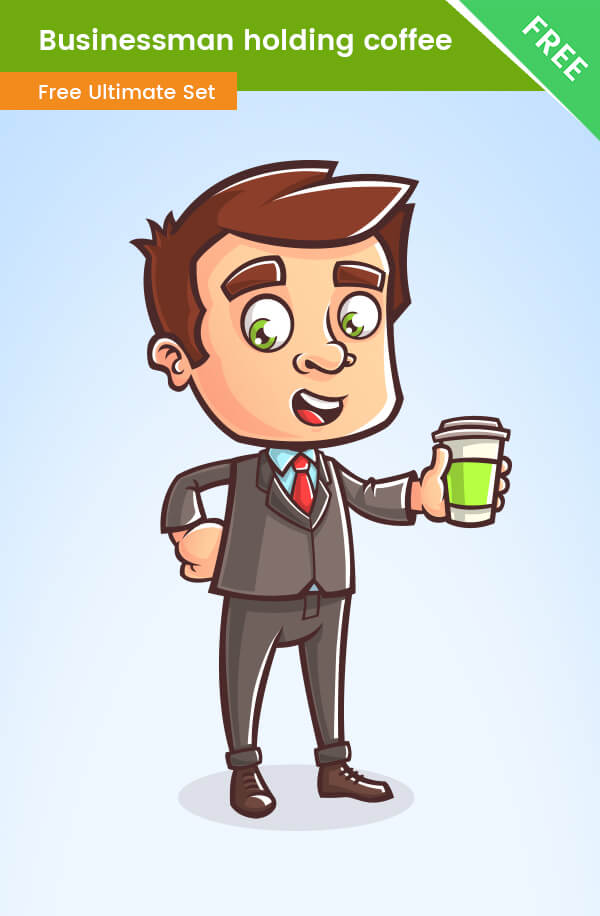 Business Cartoon Character holding coffee - VectorCharacters