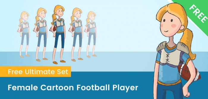 Female Cartoon Football Player