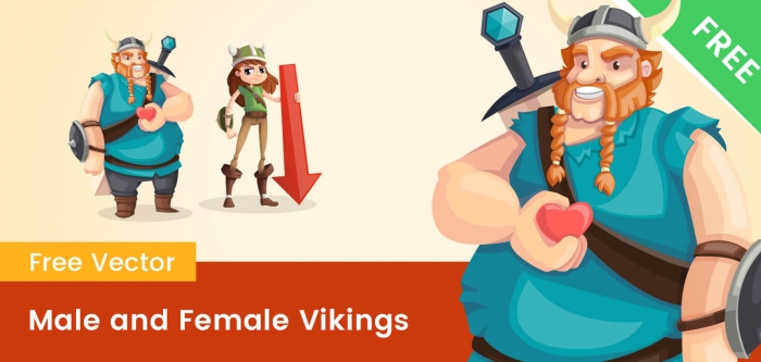 Male and Female Viking Cartoon Characters