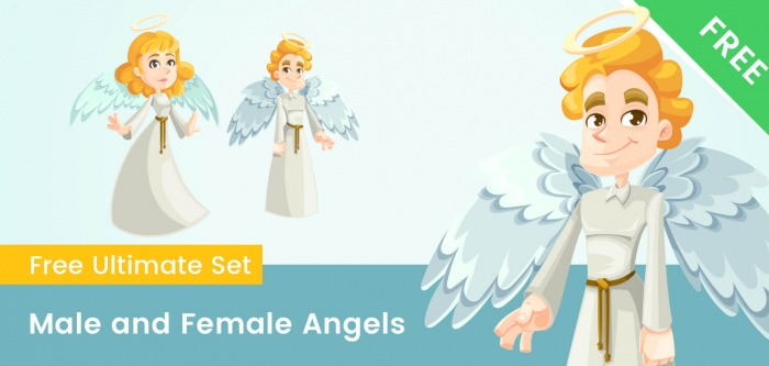 Male and Female Cartoon Angel Characters