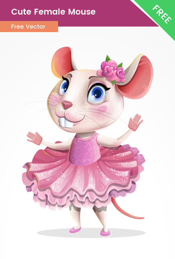 Cute Girl Mouse Cartoon