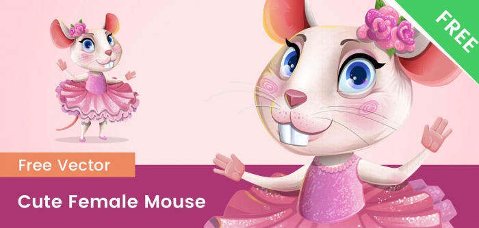 Cute Free Female Mouse Kid Vector Character