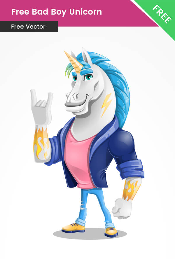 Free Bad Boy Unicorn Vector Character