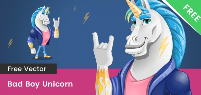 Free Bad Boy Unicorn Vector Character