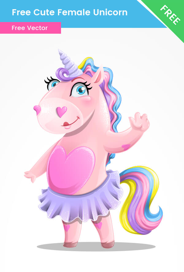 Free Cute Unicorn Girl Vector Character