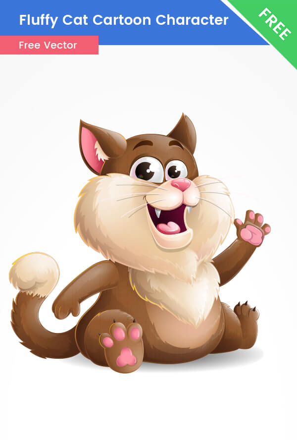 Free Fluffy Cat  Vector Character