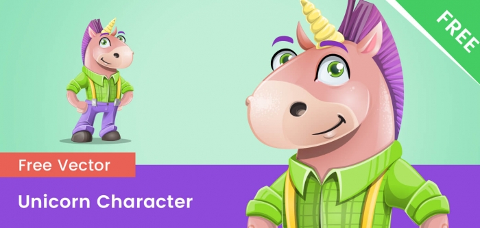 Free Fun Unicorn Vector Character