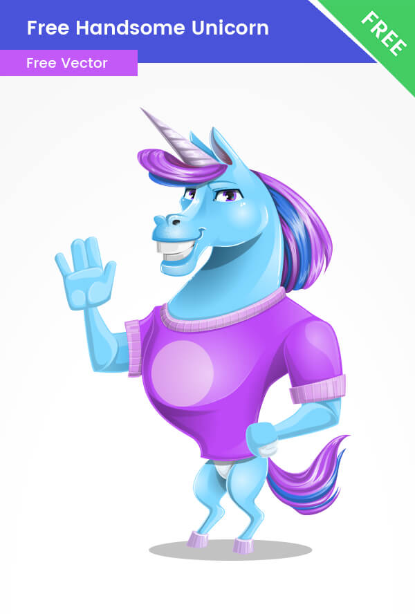 Free Handsome Unicorn Vector Character