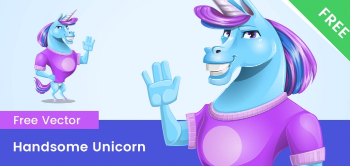 Free Handsome Unicorn Vector Character