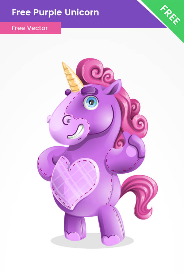 Free Purple Unicorn Vector Character