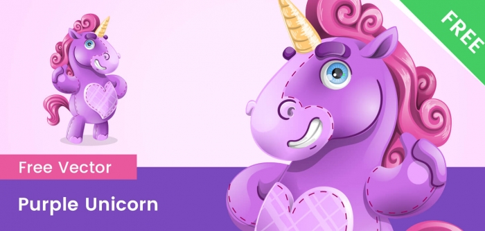 Free Purple Unicorn Vector Character