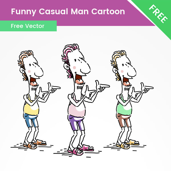 Free Funny Casual Man Cartoon Illustration