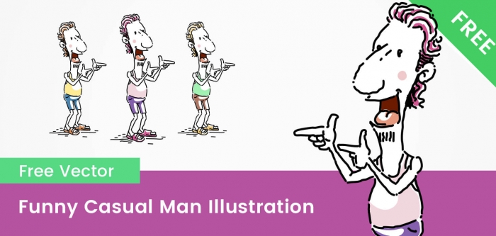 Free Funny Casual Man Cartoon Illustration
