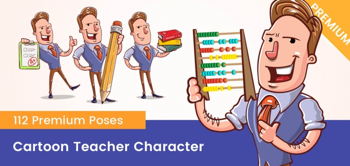 Cartoon Teacher Vector Character Set