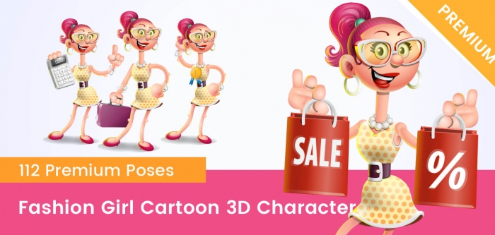 Fashion Girl Cartoon 3D Vector Character