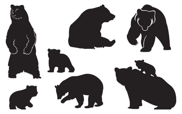 Bear cub silhouette vector