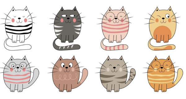 Free Vector Fat Kitty Cat Illustration
