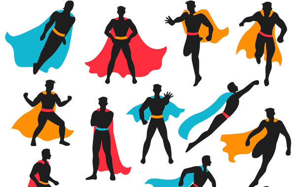 Silhouette vector super hero