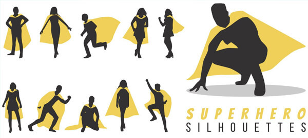 Superhero silhouette vector free