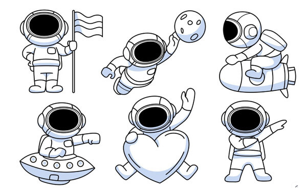 Vector black white graphic astronaut