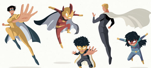 Vector hero girls and super hero boys vector