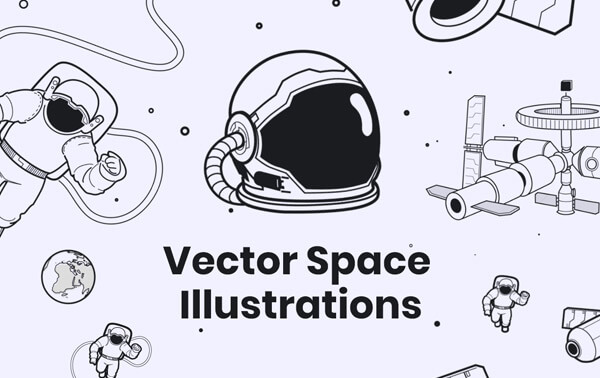 Vintage space and astronaut vector