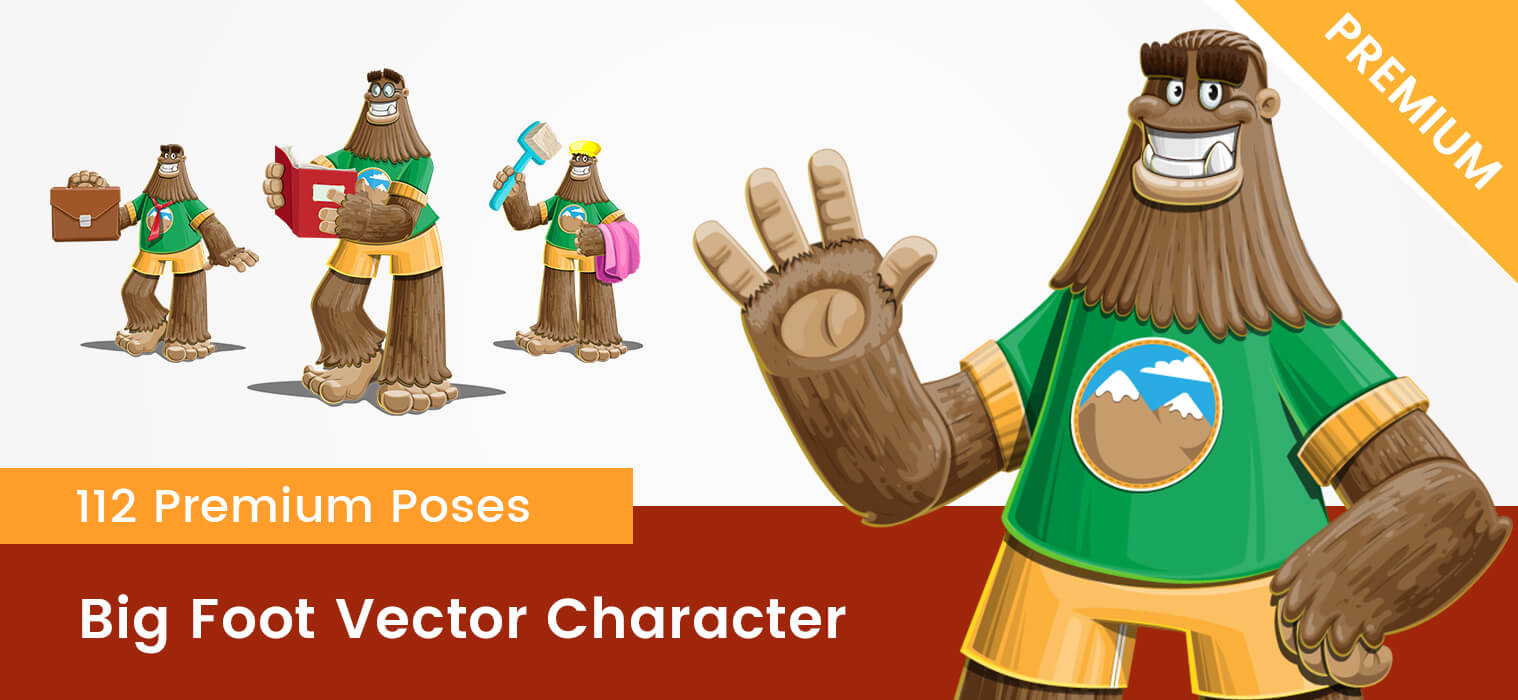 Big Foot Vector Cartoon Character - Vector Characters