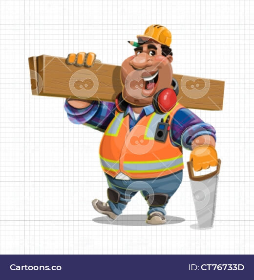 Construction worker vector cutting wood