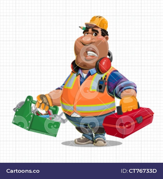 Construction worker vector holding tools