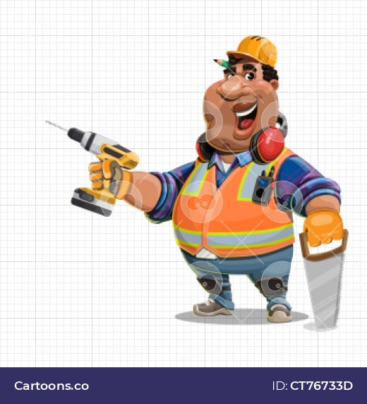 Construction worker vector with a drill