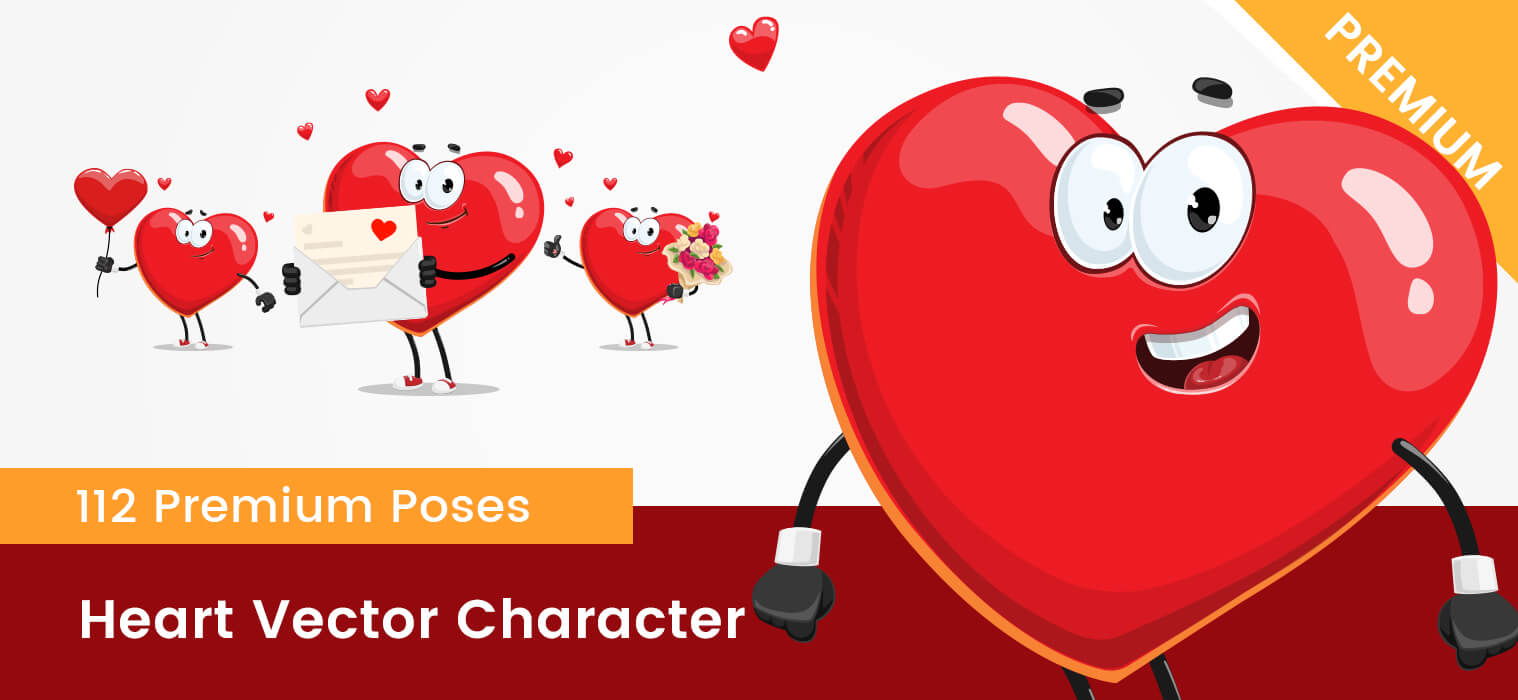 Heart Vector Cartoon Character - Vector Characters