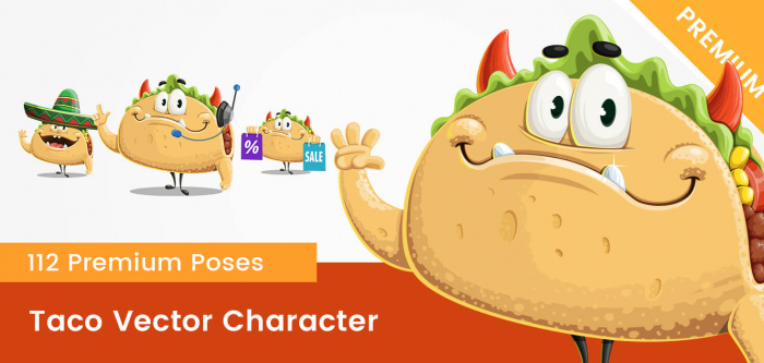 Taco Vector Cartoon Character