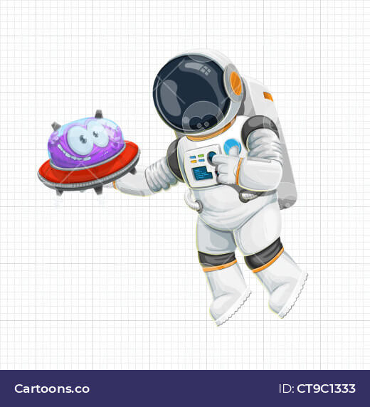 Cartoon vector astronaut with alien
