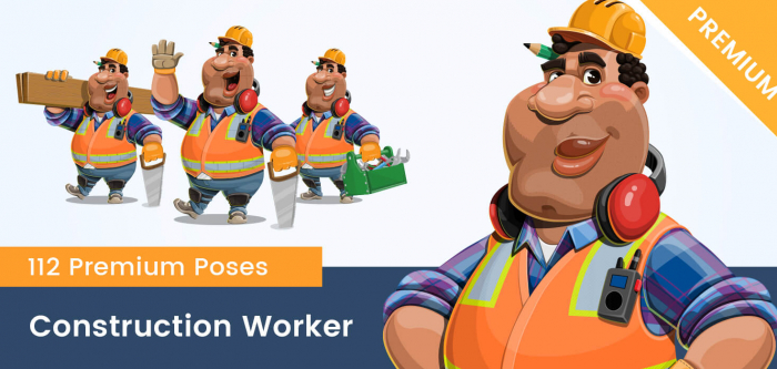 Construction Worker Vector Cartoon Character
