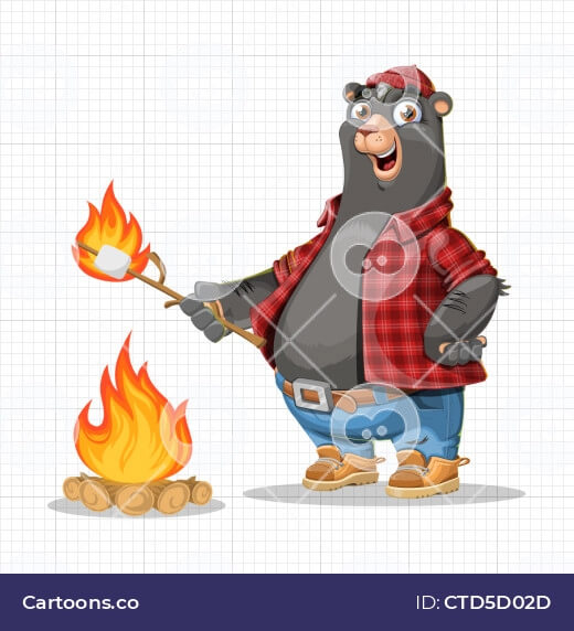 Funny bear vector camp fire