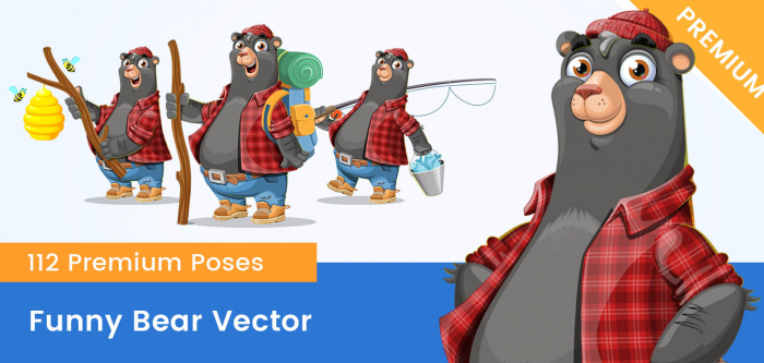 Funny Bear Vector Cartoon Character
