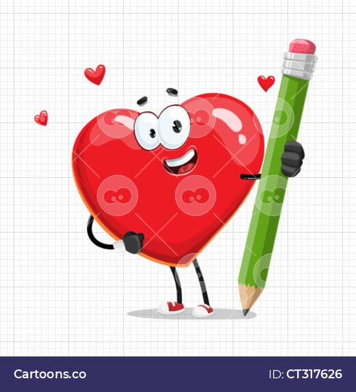 heart vector cartoon with pencil