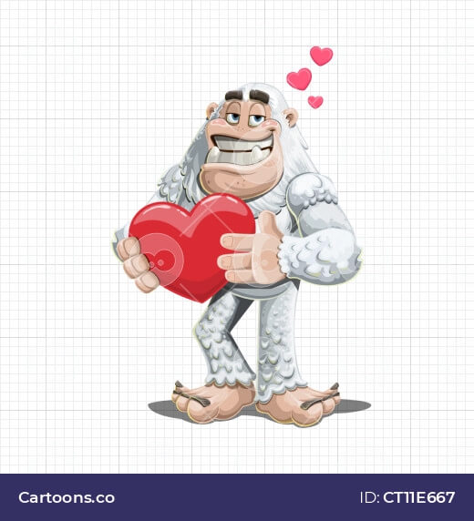 Inloved yeti abominable snowman vector holding heart