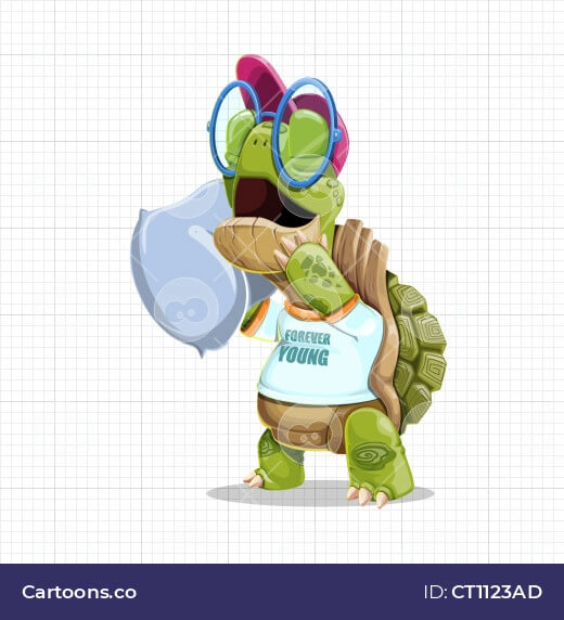 Tired old turtle vector cartoon character