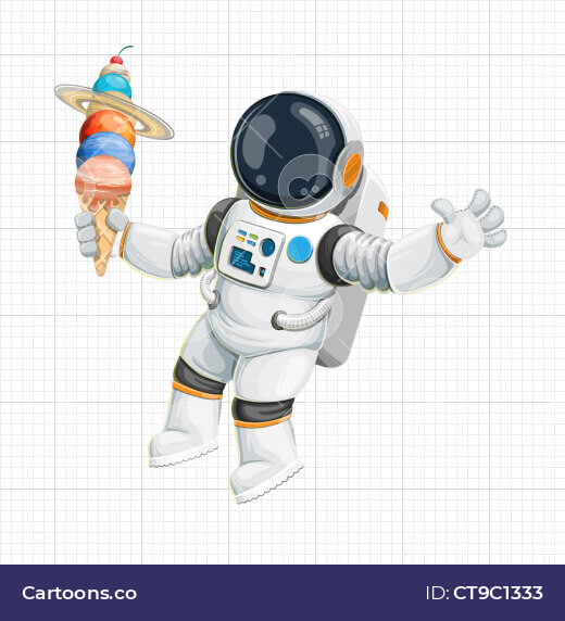 vector astronaut with a funny space ice cream