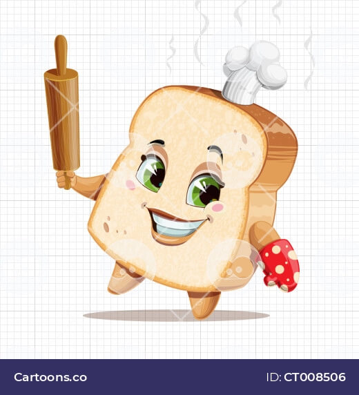 vector bread character holding rolling pin