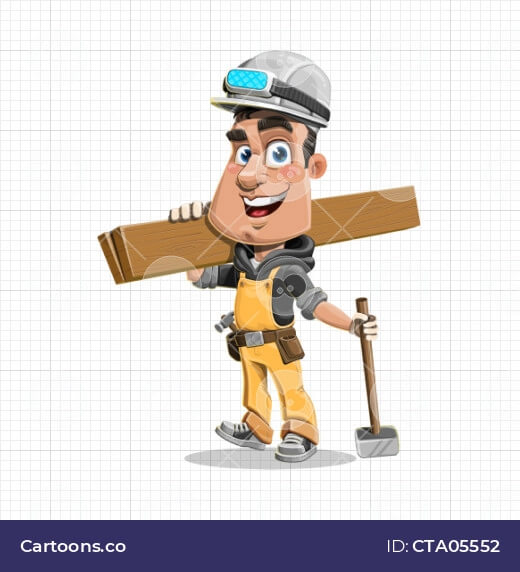 Vector builder character working with woods