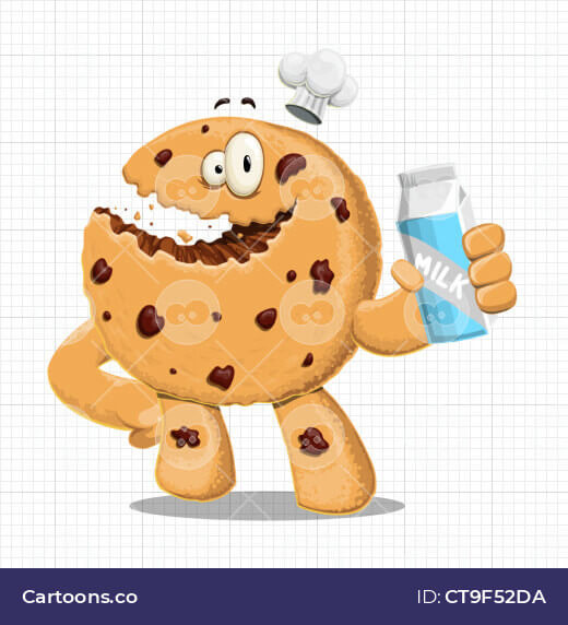vector cookie character holding milk