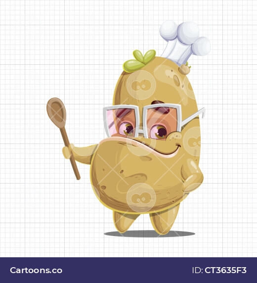 Vector potato character with a spoon
