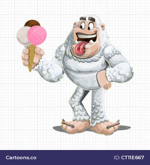 Yeti abominable snowman vector eating ice cream